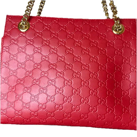 Gucci Guccissima Signature Apollo Red Leather Logo Bag Monogram Leather New - Picture 3 of 12